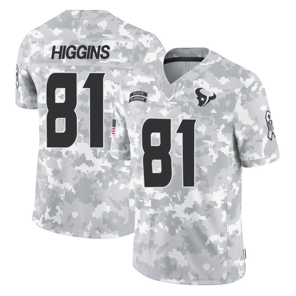 Jdoa H.Texans #81 Jayden Higgins Player Arctic Camo Salute To Service Limited Game Stitched Jerseys