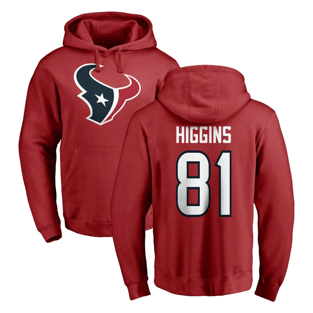 Jdoa H.Texans #81 Jayden Higgins Player Red Pro Line Pullover Hoodie Limited Game Stitched Jerseys
