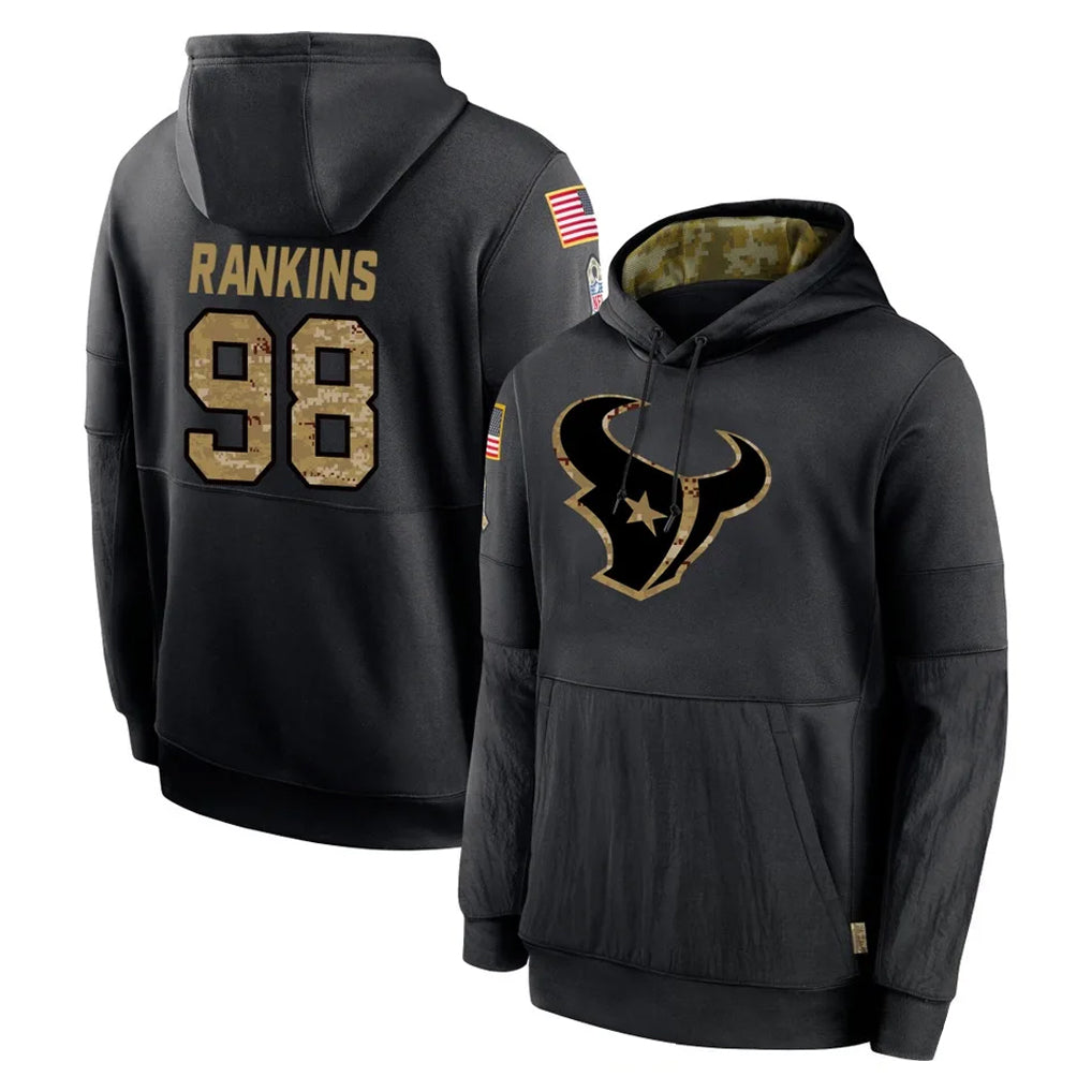 Jdoa H.Texans #98 Sheldon Rankins Player Black Salute to Service Hoodies Limited Game Stitched Jerseys