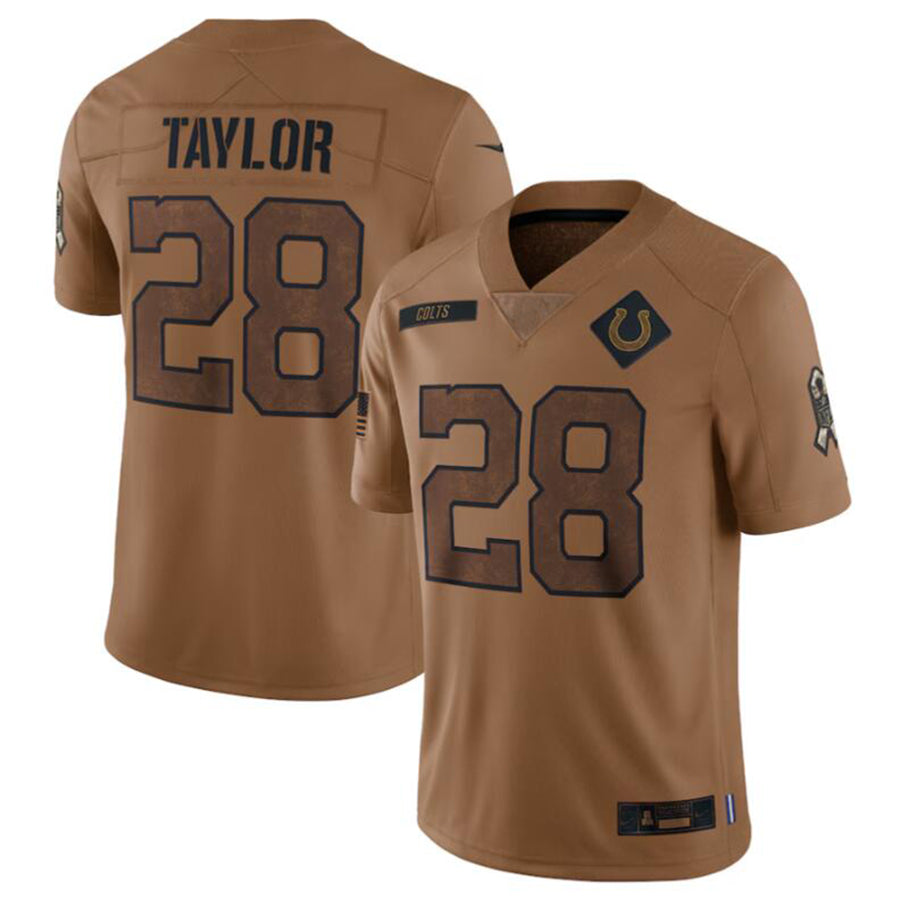 Jdoa IN.Colts #28 Jonathan Taylor Brown 2023 Salute To Service Limited Jersey Stitched Jerseys