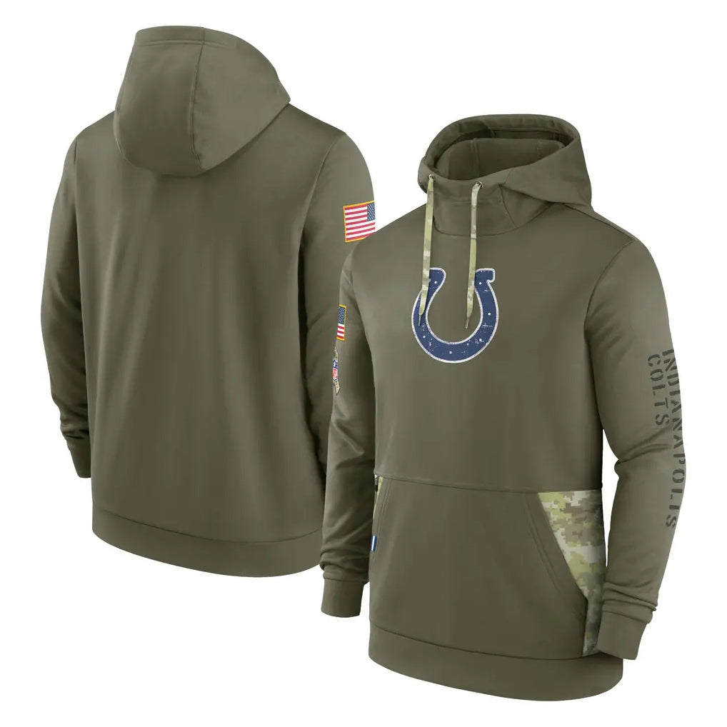 Jdoa IN.Colts Olive Salute To Service Hoodies Limited Blank Player Stitched Jerseys