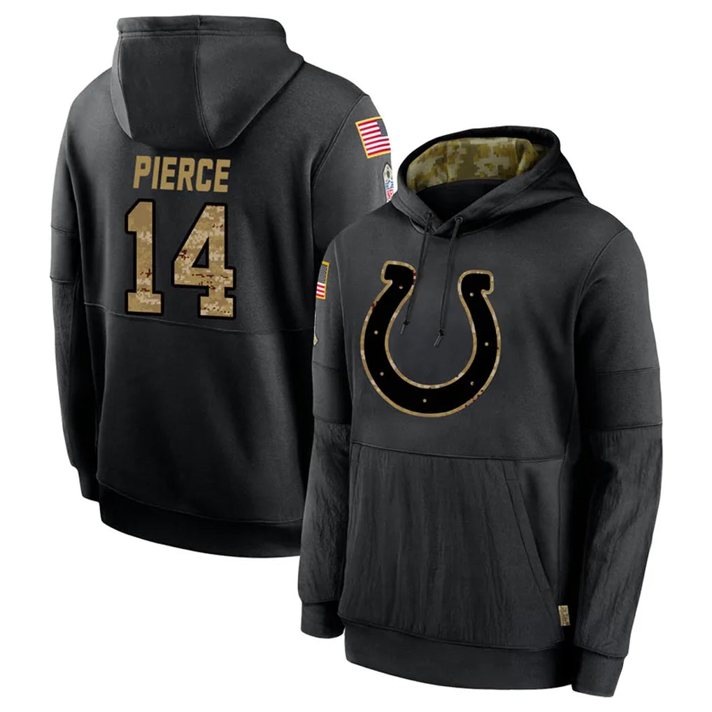 Jdoa IN.Colts #14 Alec Pierce Player Black Salute to Service Hoodies Limited Game Stitched Jerseys