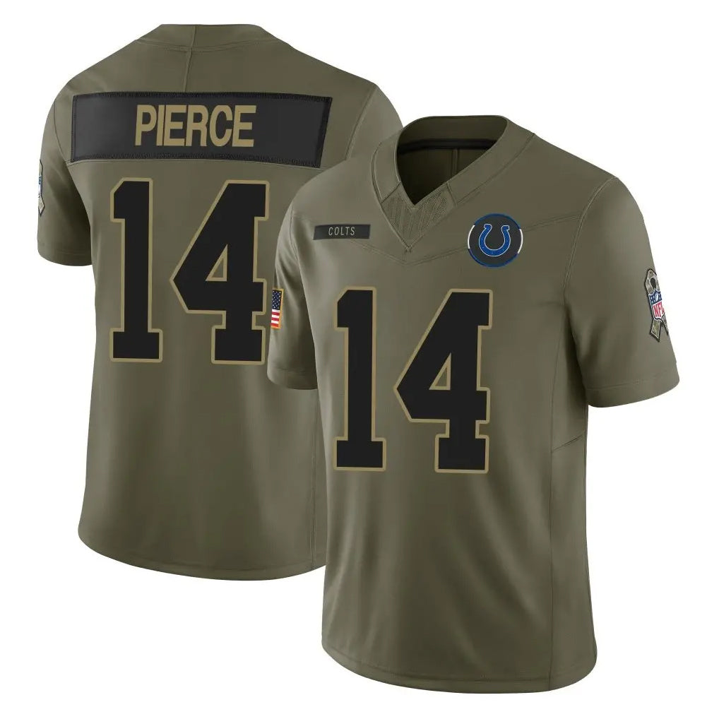 Jdoa IN.Colts #14 Alec Pierce Player Olive 2025 Salute To Service Limited Game Stitched Jerseys