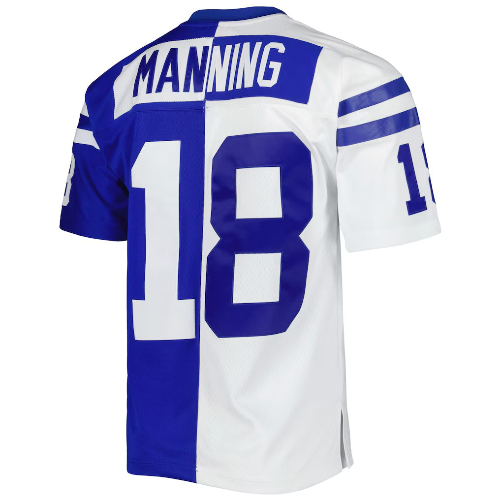 Jdoa IN.Colts #18 Peyton Manning Mitchell & Ness Royal-White Split Legacy Replica Stitched Jerseys