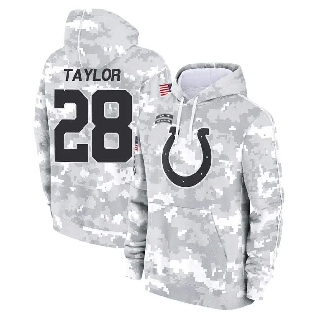 Jdoa IN.Colts #28 Jonathan Taylor Player Arctic Camo Salute to Service Hoodies Limited Game Stitched Jerseys