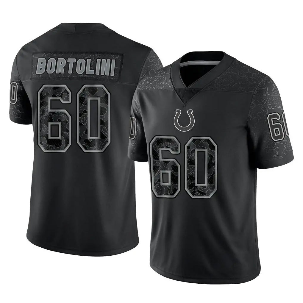 Jdoa IN.Colts #60 Tanor Bortolini Player Black Reflective Limited Game Stitched Jerseys