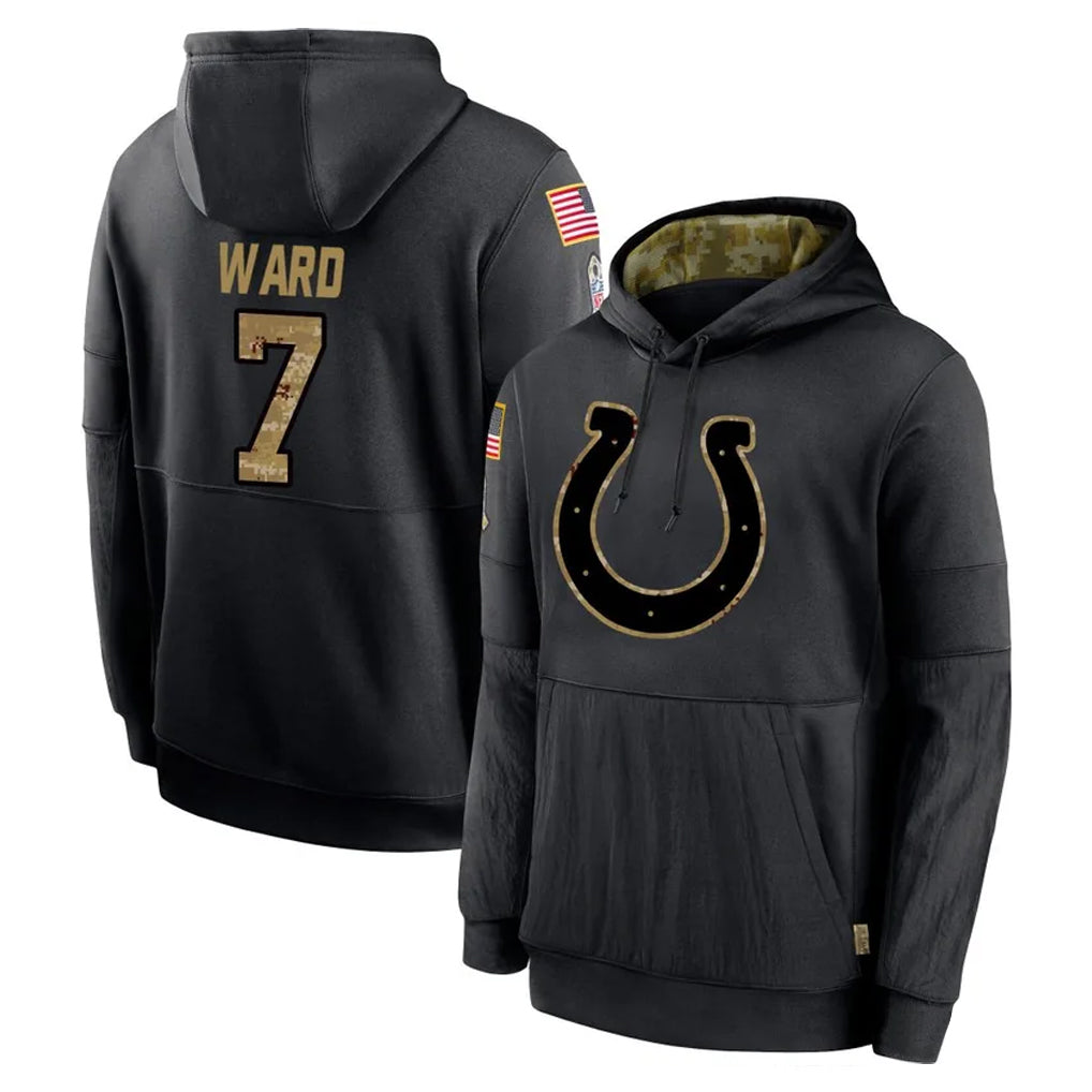 Jdoa IN.Colts #7 Charvarius Ward Sr. Player Black Salute to Service Hoodies Limited Game Stitched Jerseys