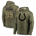 Jdoa IN.Colts #99 DeForest Buckner Player Olive Salute to Service Pullover Hoodies Home Game Stitched Jerseys