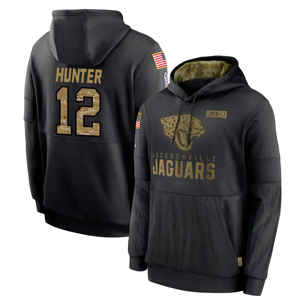 Jdoa J.Jaguars #12 Travis Hunter Player Black Salute to Service Hoodies Limited Game Stitched Jerseys