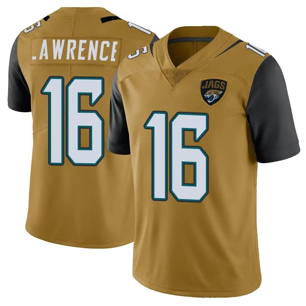 Jdoa J.Jaguars #16 Trevor Lawrence Player Gold Vapor Limited Home Game Stitched Jerseys