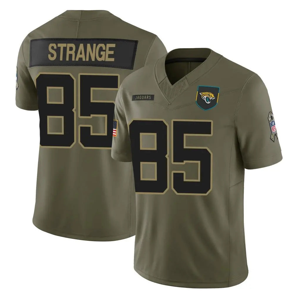 Jdoa J.Jaguars #85 Brenton Strange Player Olive 2025 Salute To Service Limited Game Stitched Jerseys