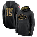 Jdoa KC.Chiefs #15 Patrick Mahomes Player Black Salute to Service Hoodies Stitched Jerseys