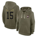 Jdoa KC.Chiefs #15 Patrick Mahomes Player Olive Salute to Service Hoodies Stitched Jerseys