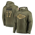 Jdoa KC.Chiefs #17 Alohi Gilman Player Olive Salute to Service Pullover Hoodies Home Game Stitched Jerseys