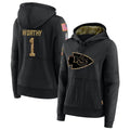 Jdoa KC.Chiefs #1 Xavier Worthy Player Black Salute to Service Hoodies Stitched Jerseys