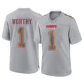 Jdoa KC.Chiefs #1 Xavier Worthy Player Gray Atmosphere Fashion Game Stitched Jerseys