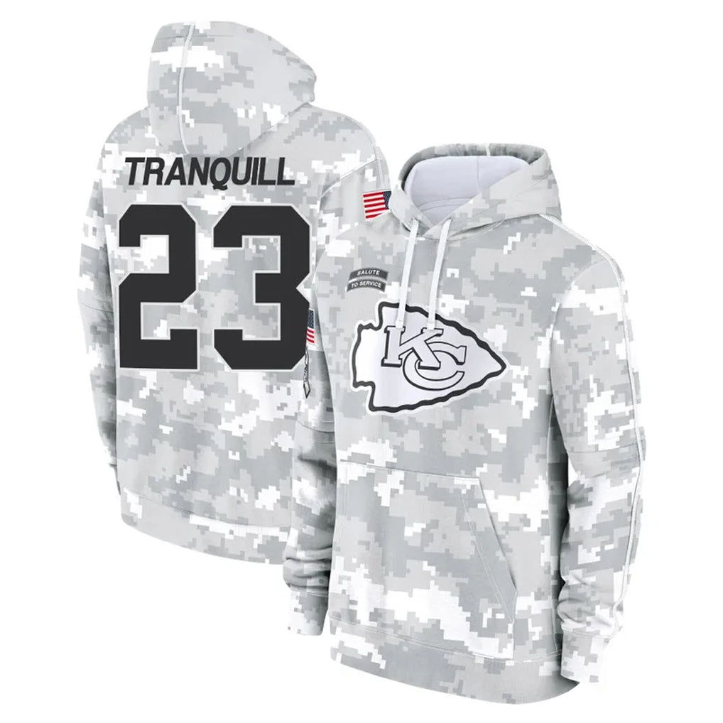 Jdoa KC.Chiefs #23 Drue Tranquill Player Arctic Camo Salute to Service Hoodies Limited Game Stitched Jerseys
