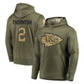 Jdoa KC.Chiefs #2 Tyquan Thornton Player Olive Salute to Service Pullover Hoodies Home Game Stitched Jerseys