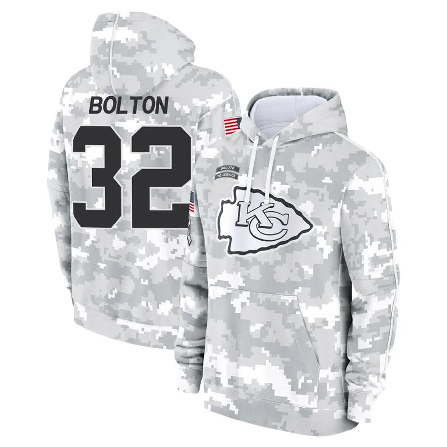 Jdoa KC.Chiefs #32 Nick Bolton Player Salute to Service Hoodies Stitched Jerseys