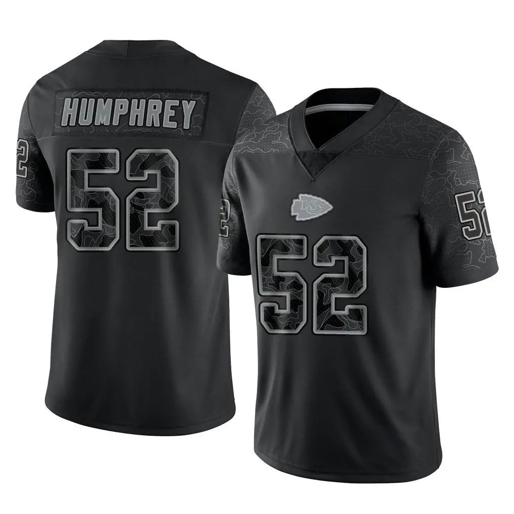 Jdoa KC.Chiefs #52 Creed Humphrey Player Black Limited Reflective Game Stitched Jerseys