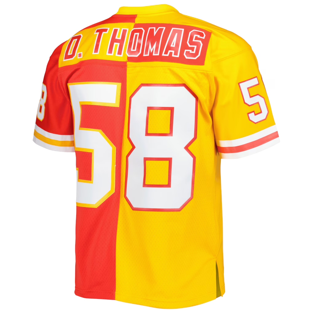 Jdoa KC.Chiefs #58 Derrick Thomas Mitchell & Ness RedGold 1994 Split Legacy Replica Stitched Puhic Jersey