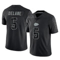 Jdoa KC.Chiefs #5 Mansoor Delane Player Black Limited Reflective Game Stitched Jerseys