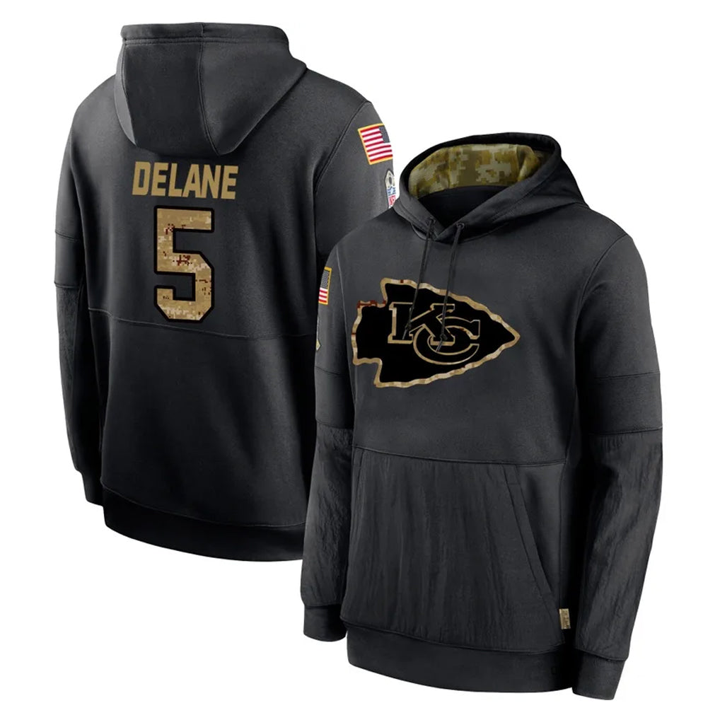 Jdoa KC.Chiefs #5 Mansoor Delane Player Black Salute to Service Hoodies Limited Game Stitched Jerseys