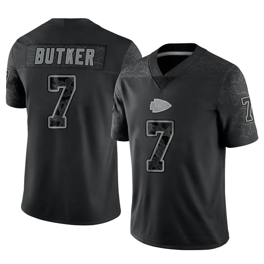 Jdoa KC.Chiefs #7 Harrison Butker Player Black RFLCTV Limited Stitched Jerseys