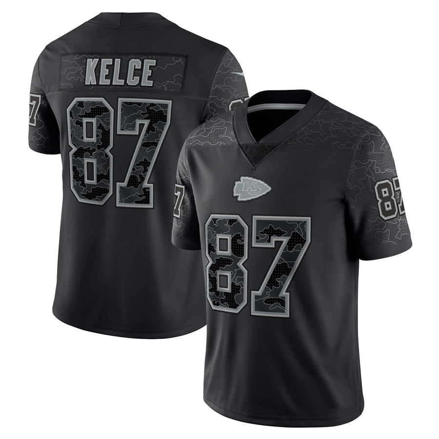Jdoa KC.Chiefs #87 Travis Kelce Player Black RFLCTV Limited Stitched Jerseys