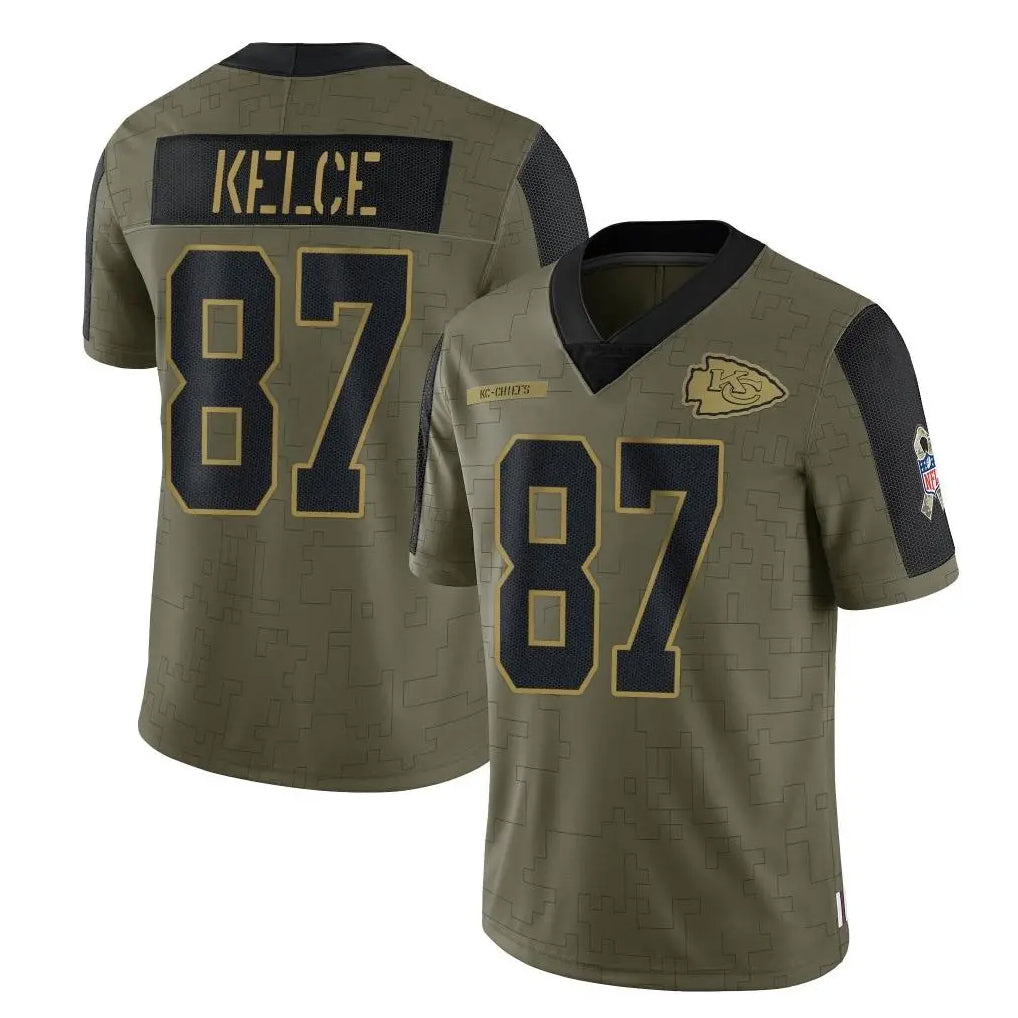 Jdoa KC.Chiefs #87 Travis Kelce Player Olive Salute To Service Limited Game Stitched Jerseys
