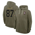 Jdoa KC.Chiefs #87 Travis Kelce Player Olive Salute to Service Hoodies Stitched Jerseys