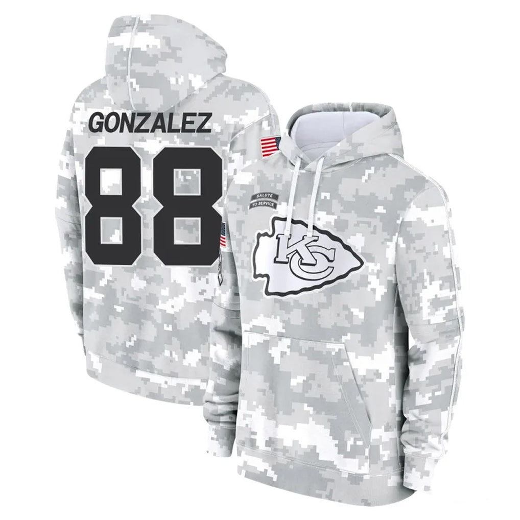 Jdoa KC.Chiefs #88 Tony Gonzalez Player Arctic Camo Salute to Service Hoodies Limited Game Stitched Jerseys