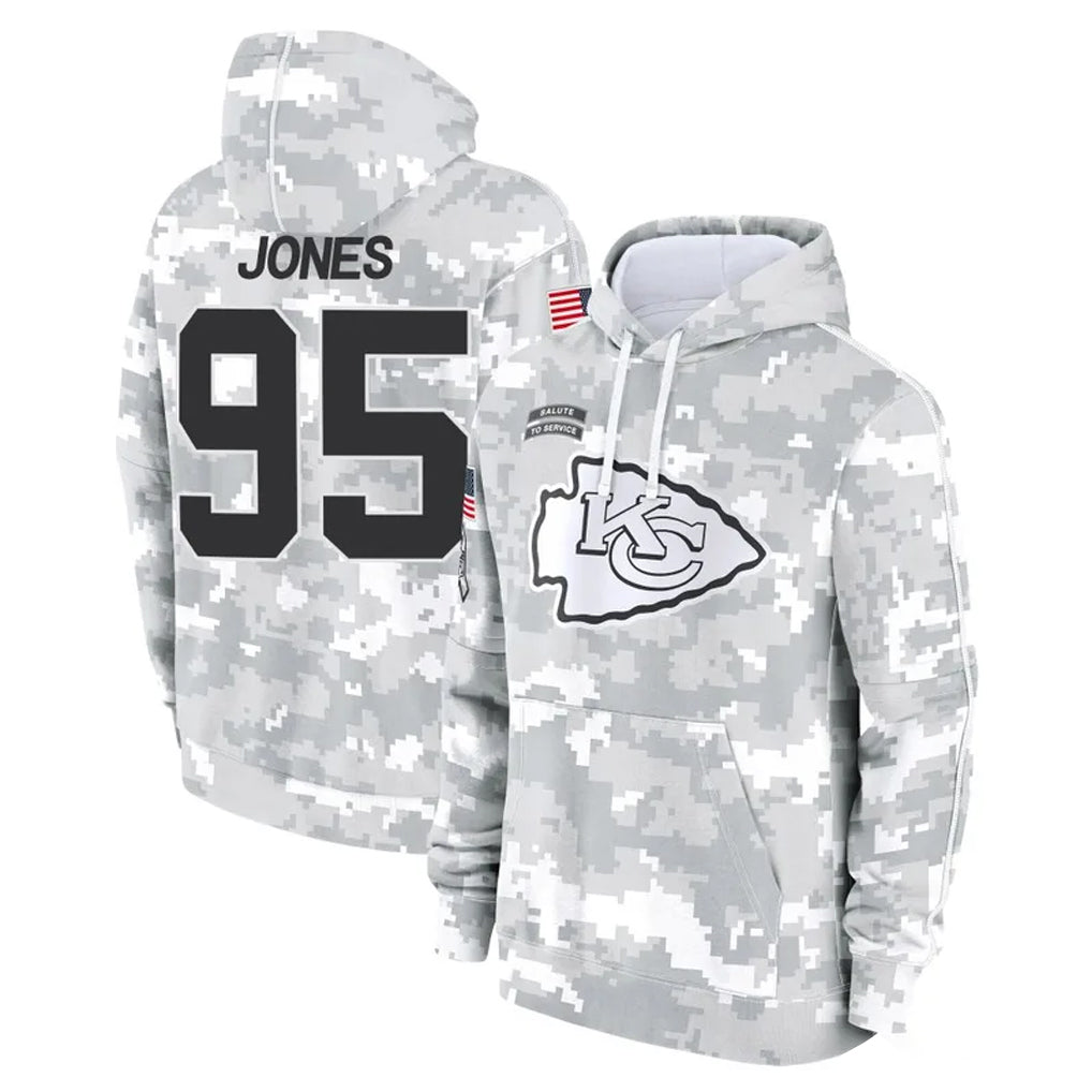 Jdoa KC.Chiefs #95 Chris Jones Player Arctic Camo Salute to Service Hoodies Limited Game Stitched Jerseys