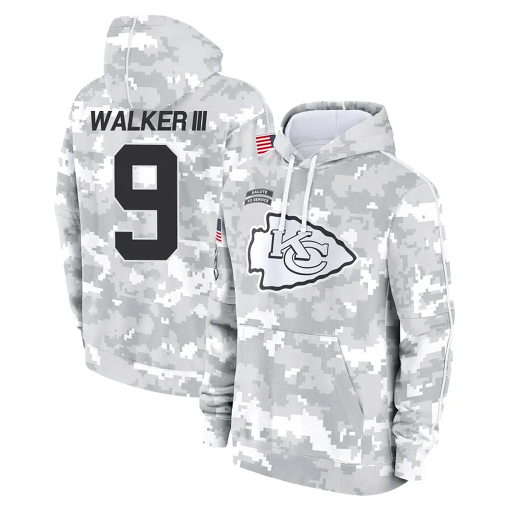 Jdoa KC.Chiefs #9 Kenneth Walker III Player Arctic Camo Salute to Service Hoodies Limited Game Stitched Jerseys