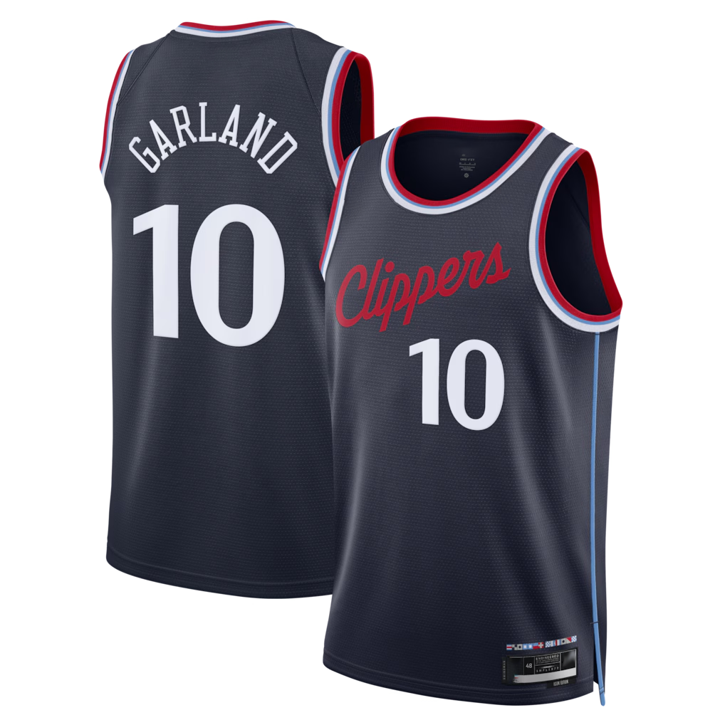 Jdoa LA.Clippers #10 Darius Garland Navy Swingman Stitched Jerseys- Icon Edition