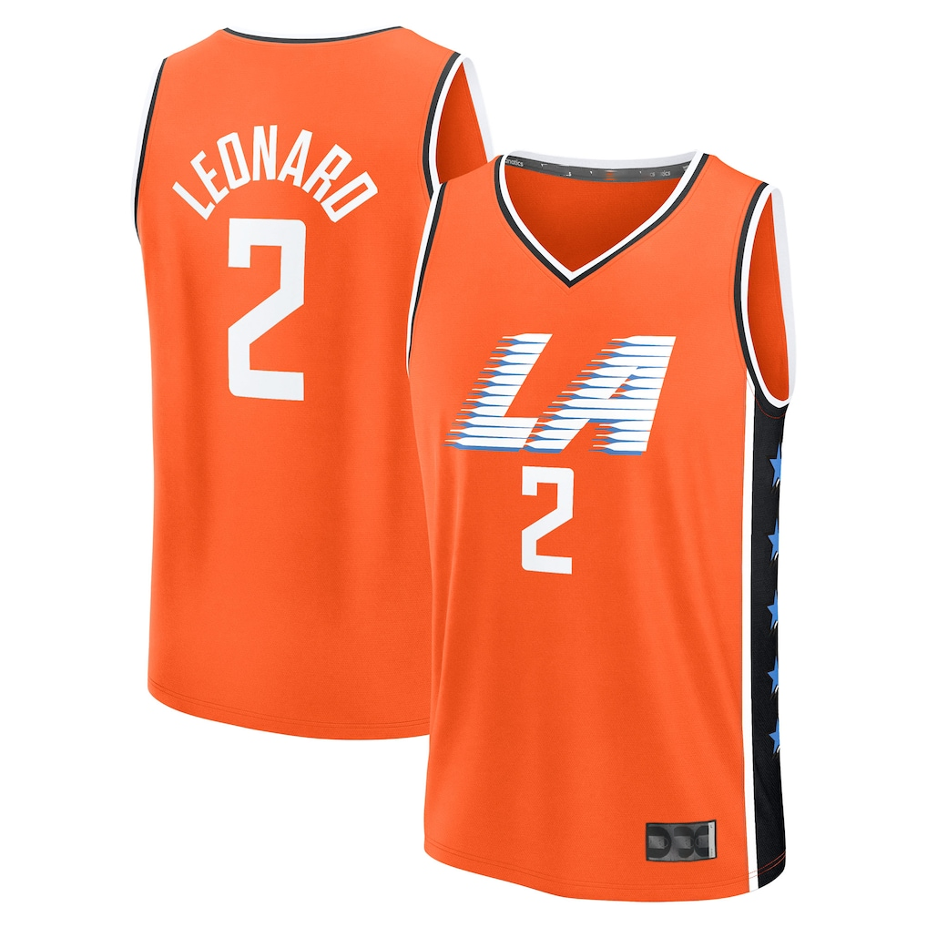 Jdoa LA.Clippers #2 Kawhi Leonard Orange 2025-2026 City Edition Fast Break Stitched Jerseys