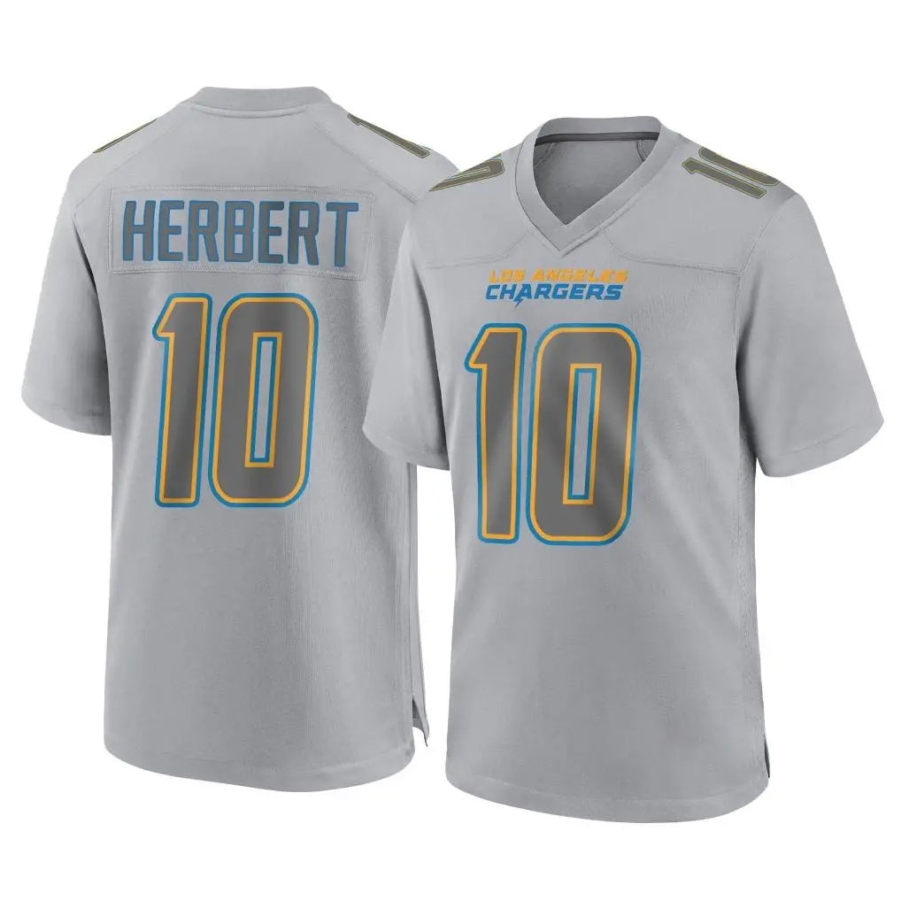 Jdoa LA.Chargers #10 Justin Herbert Player Gray Atmosphere Fashion Home Game Stitched Jerseys