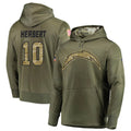 Jdoa LA.Chargers #10 Justin Herbert Player Salute to Service  Olive Hoodies Game Stitched Jerseys