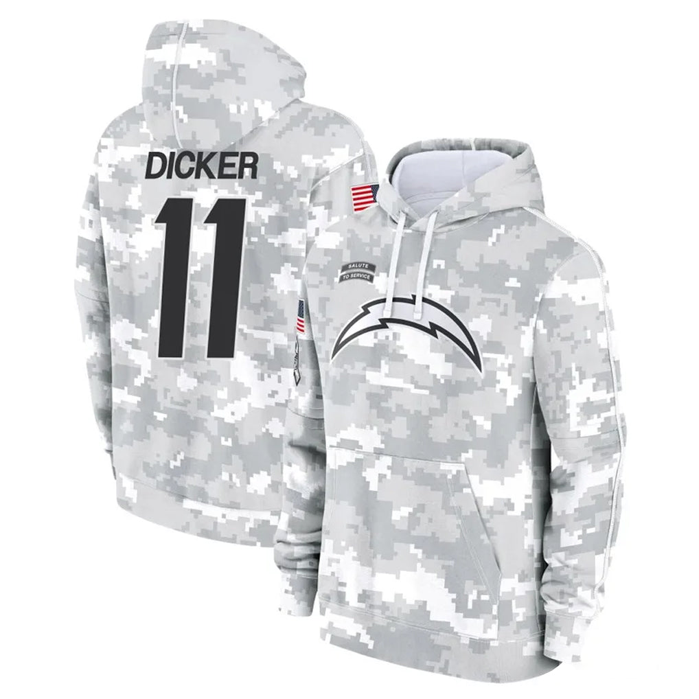 Jdoa LA.Chargers #11 Cameron Dicker Player Arctic Camo Salute to Service Hoodies Limited Game Stitched Jerseys