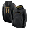 Jdoa LA.Chargers #11 Cameron Dicker Player Black Salute to Service Hoodies Limited Game Stitched Jerseys