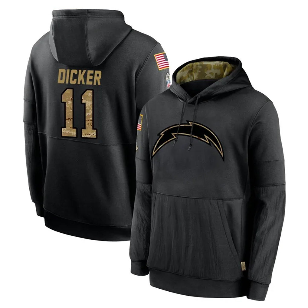 Jdoa LA.Chargers #11 Cameron Dicker Player Black Salute to Service Hoodies Limited Game Stitched Jerseys