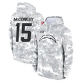 Jdoa LA.Chargers #15 Ladd McConkey Player Arctic Camo Salute to Service Hoodies Game Stitched Jerseys
