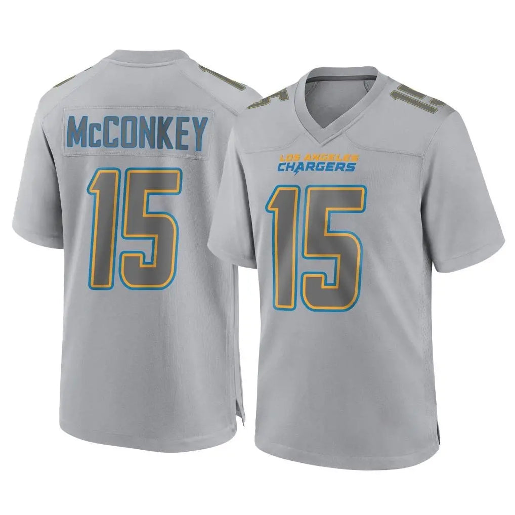 Jdoa LA.Chargers #15 Ladd McConkey Player Gray Atmosphere Fashion Home Game Stitched Jerseys