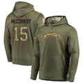 Jdoa LA.Chargers #15 Ladd McConkey Player Salute to Service  Olive Hoodies Game Stitched Jerseys