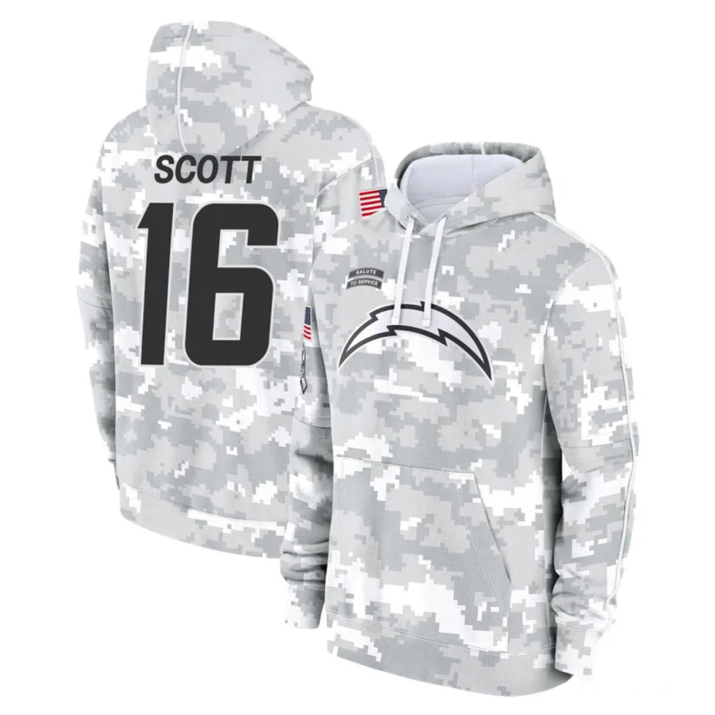 Jdoa LA.Chargers #16 J.K. Scott Player Arctic Camo Salute to Service Hoodies Limited Game Stitched Jerseys