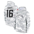 Jdoa LA.Chargers #16 J.K. Scott Player Arctic Camo Salute to Service Hoodies Limited Game Stitched Jerseys