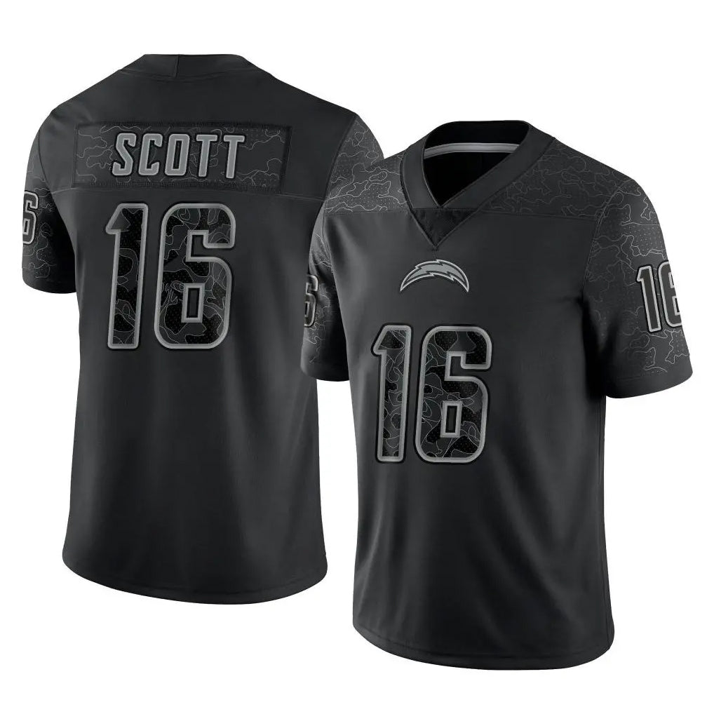 Jdoa LA.Chargers #16 J.K. Scott Player Black Limited Reflective Home Game Stitched Jerseys