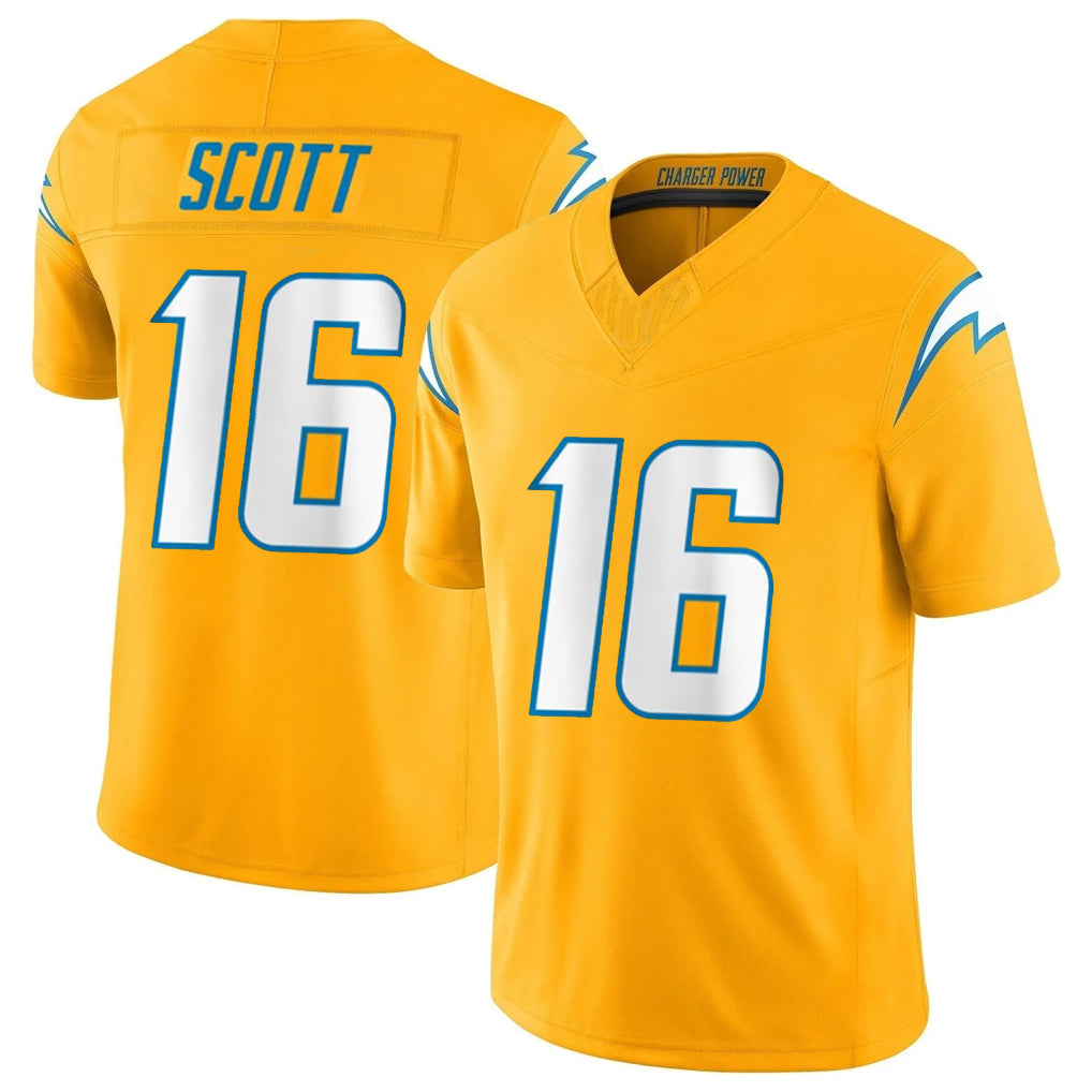 Jdoa LA.Chargers #16 J.K. Scott Player Gold Limited Vapor F.U.S.E. Home Game Stitched Jerseys