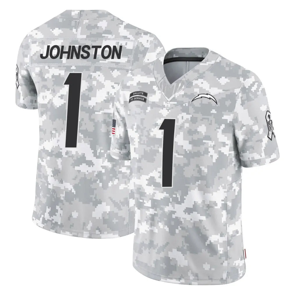 Jdoa LA.Chargers #1 Quentin Johnston Player Arctic Camo Salute To Service Limited Game Stitched Jerseys