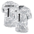 Jdoa LA.Chargers #1 Quentin Johnston Player Arctic Camo Salute To Service Limited Game Stitched Jerseys